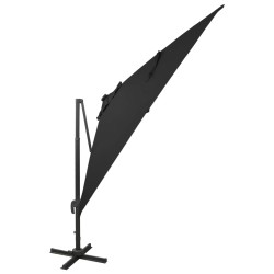 vidaXL Ampelschirm mit Mast und LED Schwarz 300 cm