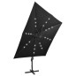 vidaXL Ampelschirm mit Mast und LED Schwarz 300 cm vidaXL Ampelschirm mit Mast und LED Schwarz 300 cm