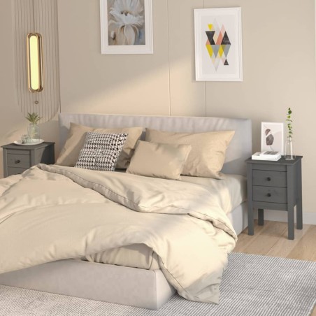 vidaXL Nachttische 2 Stk. Grau 40x35x61,5 cm Massivholz Kiefer
