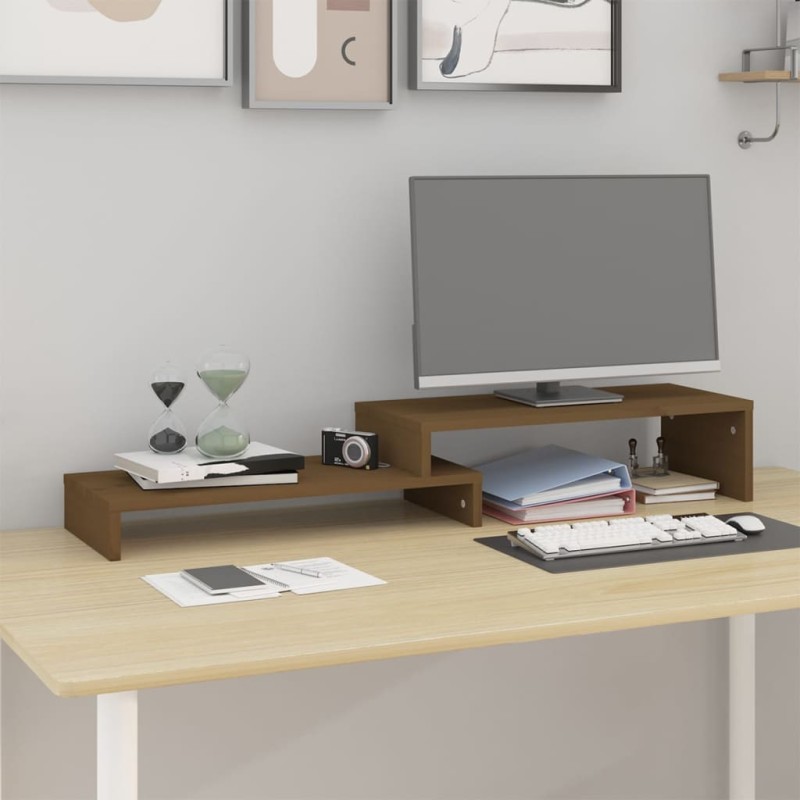 vidaXL Monitorständer Honigbraun (52-101)x22x14 cm Massivholz Kiefer vidaXL Monitorständer Honigbraun (52-101)x22x14 cm Massivholz Kiefer