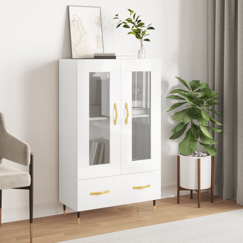 vidaXL Highboard Hochglanz-Weiß 69,5x31x115 cm Holzwerkstoff vidaXL Highboard Hochglanz-Weiß 69,5x31x115 cm Holzwerkstoff