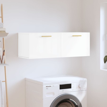 vidaXL Wandschrank Hochglanz-Weiß 100x36,5x35 cm Holzwerkstoff