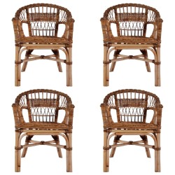 vidaXL Gartenstühle 4 Stk. Natürliches Rattan Braun