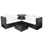 vidaXL 4-tlg. Garten-Lounge-Set mit Auflagen Poly Rattan Schwarz vidaXL 4-tlg. Garten-Lounge-Set mit Auflagen Poly Rattan Schwarz