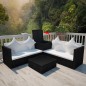 vidaXL 4-tlg. Garten-Lounge-Set mit Auflagen Poly Rattan Schwarz vidaXL 4-tlg. Garten-Lounge-Set mit Auflagen Poly Rattan Schwarz