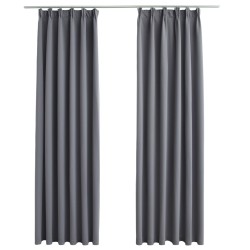 vidaXL Verdunkelungsvorhänge mit Haken 2 Stk. Grau 140x245cm