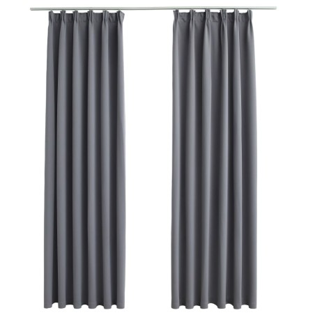 vidaXL Verdunkelungsvorhänge mit Haken 2 Stk. Grau 140x245cm