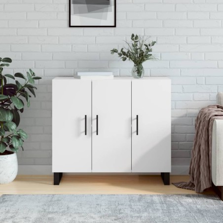 vidaXL Sideboard Hochglanz-Weiß 90x34x80 cm Holzwerkstoff