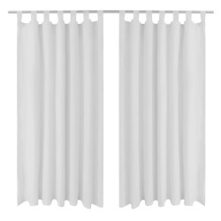 Vorhänge Gardinen aus Satin 2-teilig 140 x 245 cm Weiß