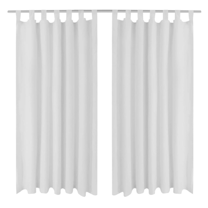 Vorhänge Gardinen aus Satin 2-teilig 140 x 245 cm Weiß Vorhänge Gardinen aus Satin 2-teilig 140 x 245 cm Weiß