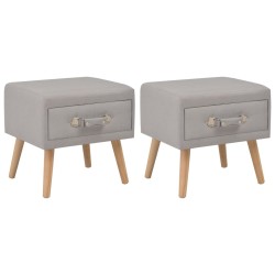 vidaXL Nachttische 2 Stk. Grau 40 x 35 x 40 cm Stoff