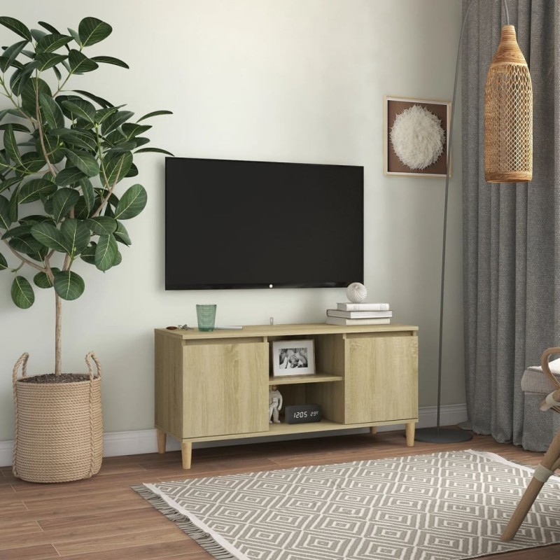 vidaXL TV-Schrank mit Massivholz-Beinen Sonoma-Eiche 103,5x35x50 cm vidaXL TV-Schrank mit Massivholz-Beinen Sonoma-Eiche 103,5x35x50 cm