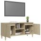 vidaXL TV-Schrank mit Massivholz-Beinen Sonoma-Eiche 103,5x35x50 cm vidaXL TV-Schrank mit Massivholz-Beinen Sonoma-Eiche 103,5x35x50 cm