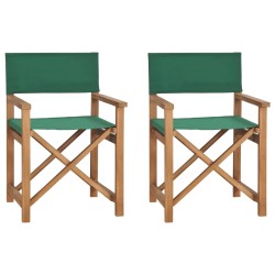 vidaXL Regiestühle 2 Stk. Klappbar Grün Massivholz Teak