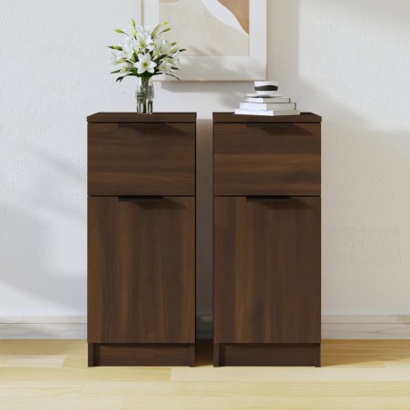 vidaXL Sideboards 2 Stk. Braun Eichen-Optik 30x30x70 cm Holzwerkstoff
