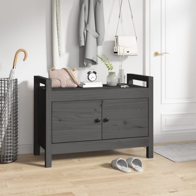 vidaXL Flurbank Grau 80x40x60 cm Massivholz Kiefer vidaXL Flurbank Grau 80x40x60 cm Massivholz Kiefer