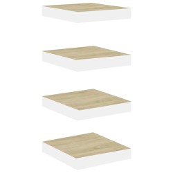 vidaXL Schweberegale 4 Stk. Eichen-Optik und Weiß 23x23,5x3,8 cm MDF