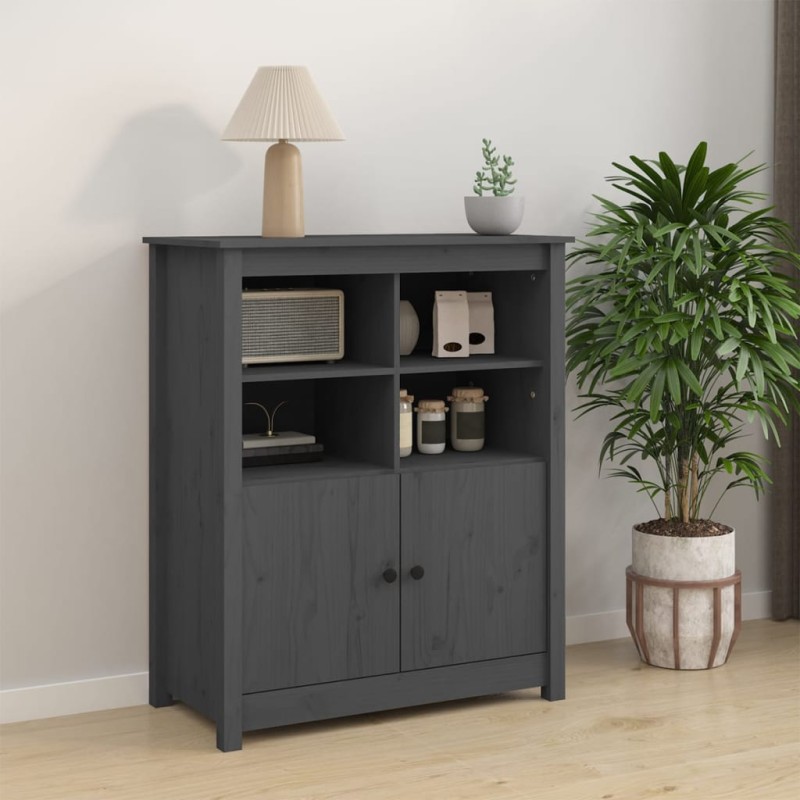 vidaXL Sideboard Grau 83x41,5x100 cm Massivholz Kiefer vidaXL Sideboard Grau 83x41,5x100 cm Massivholz Kiefer