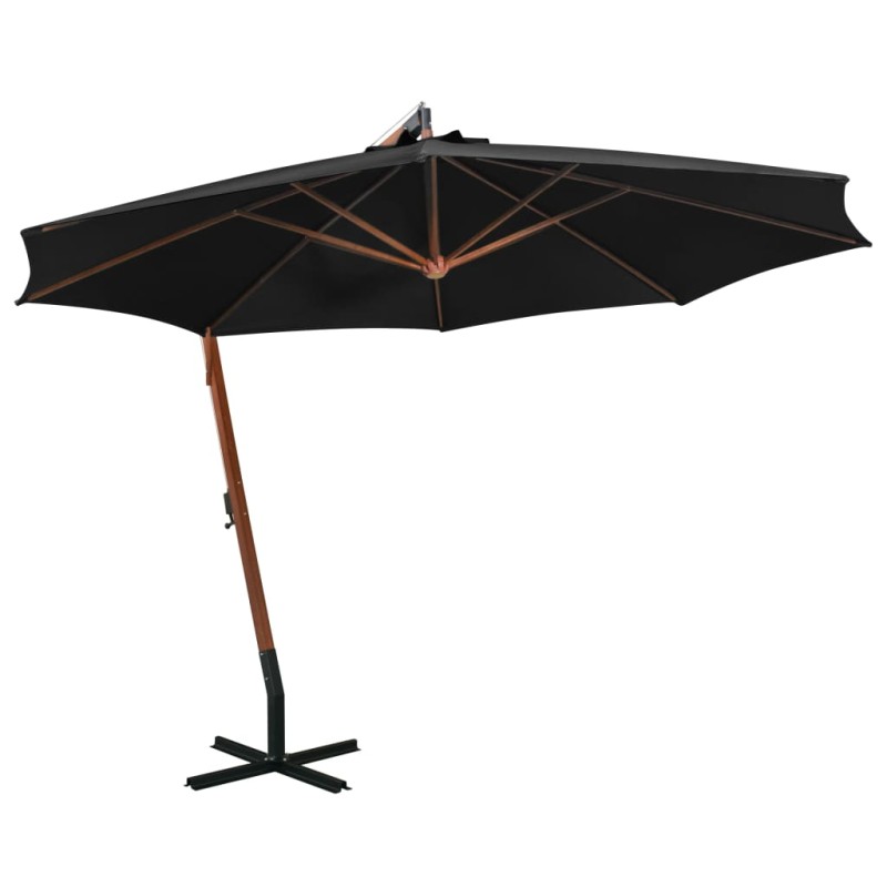 vidaXL Ampelschirm mit Mast Schwarz 3,5x2,9 m Massivholz Tanne vidaXL Ampelschirm mit Mast Schwarz 3,5x2,9 m Massivholz Tanne