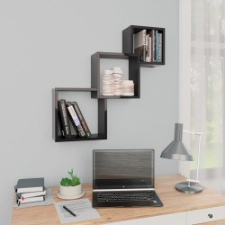 vidaXL Cube Wandregale Hochglanz-Schwarz 68x15x68 cm Holzwerkstoff