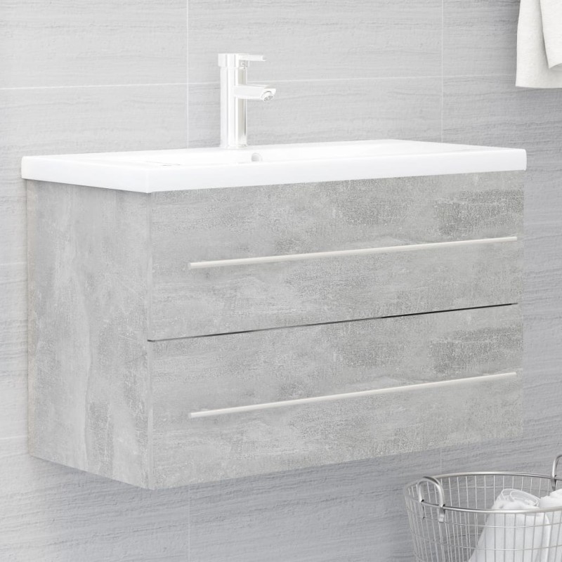 vidaXL Waschbeckenunterschrank Betongrau 80x38,5x48 cm Holzwerkstoff vidaXL Waschbeckenunterschrank Betongrau 80x38,5x48 cm Holzwerkstoff