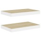 vidaXL Schweberegale 2 Stk. Eichen-Optik und Weiß 50x23x3,8 cm MDF vidaXL Schweberegale 2 Stk. Eichen-Optik und Weiß 50x23x3,8 cm MDF