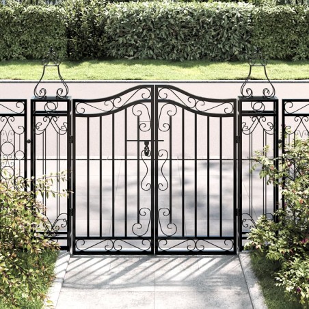 vidaXL Gartentor Schwarz 121x8x100 cm Schmiedeeisen 