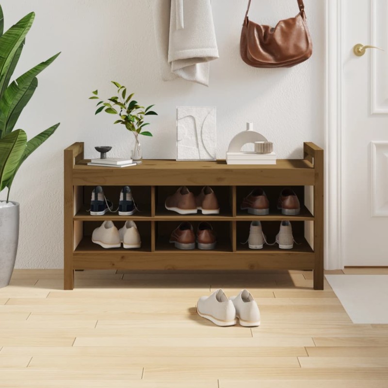 vidaXL Flurbank Honigbraun 110x40x60 cm Massivholz Kiefer vidaXL Flurbank Honigbraun 110x40x60 cm Massivholz Kiefer