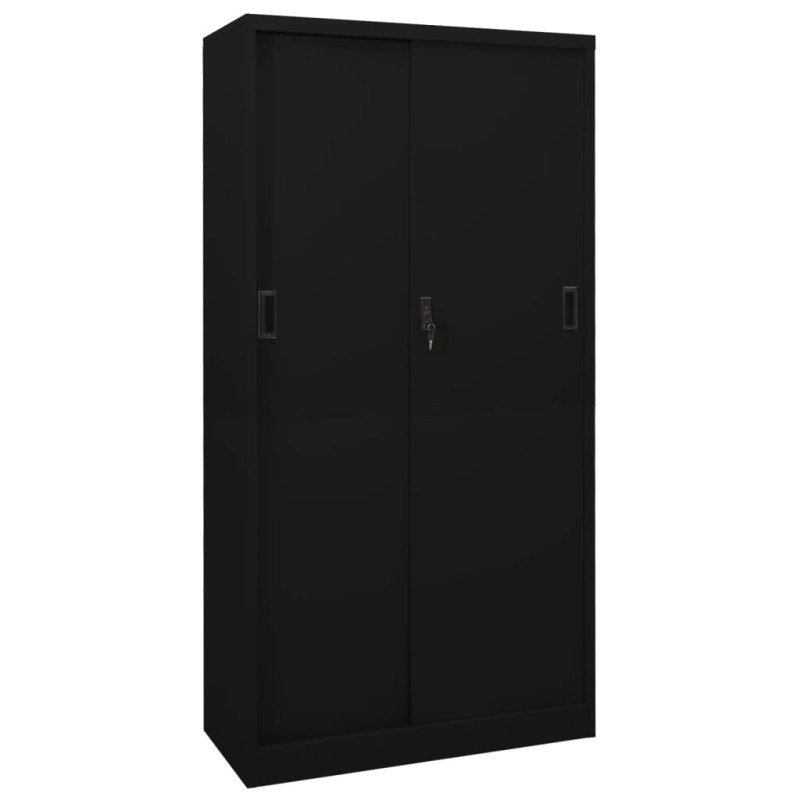 vidaXL Büroschrank mit Schiebetür Schwarz 90x40x180 cm Stahl vidaXL Büroschrank mit Schiebetür Schwarz 90x40x180 cm Stahl