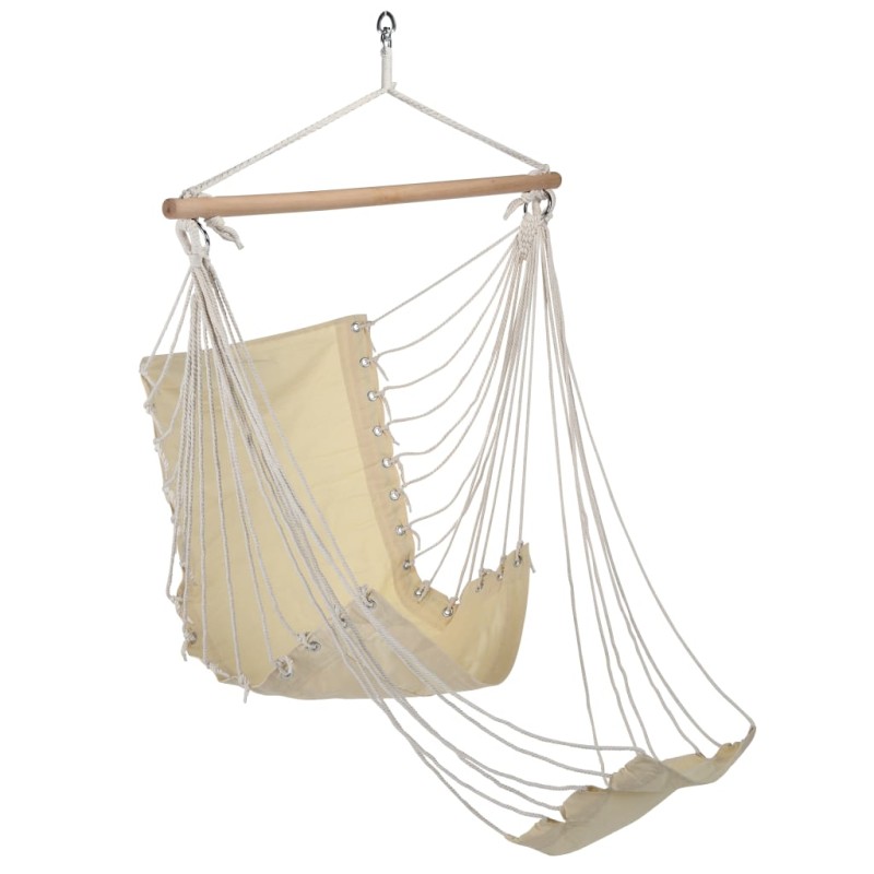 HI Hängestuhl mit Fußstütze Beige Baumwoll-Segeltuch HI Hängestuhl mit Fußstütze Beige Baumwoll-Segeltuch