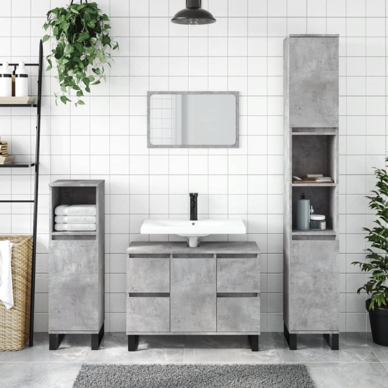 vidaXL Badschrank Betongrau 80x33x60 cm Holzwerkstoff vidaXL Badschrank Betongrau 80x33x60 cm Holzwerkstoff