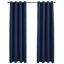 vidaXL Verdunkelungsvorhänge mit Metallösen 2 Stk. Blau 140x175 cm