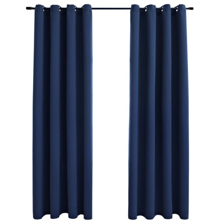 vidaXL Verdunkelungsvorhänge mit Metallösen 2 Stk. Blau 140x175 cm