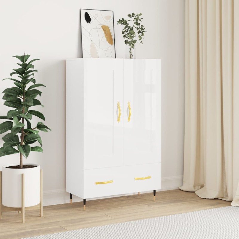 vidaXL Highboard Hochglanz-Weiß 69,5x31x115 cm Holzwerkstoff vidaXL Highboard Hochglanz-Weiß 69,5x31x115 cm Holzwerkstoff