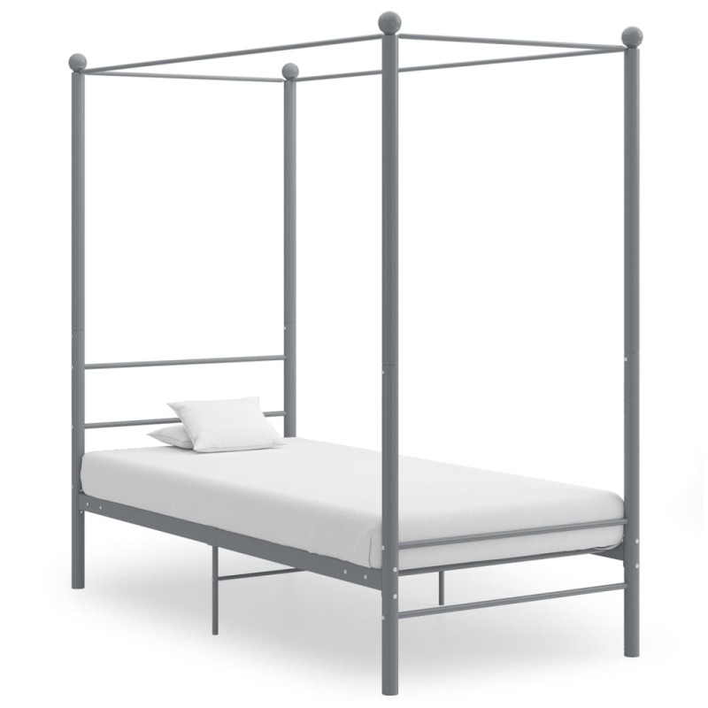 vidaXL Himmelbett Grau Metall 90x200 cm vidaXL Himmelbett Grau Metall 90x200 cm