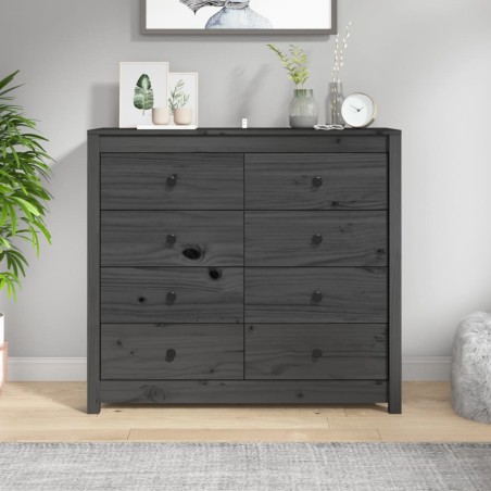 vidaXL Beistellschrank Grau 100x40x90 cm Massivholz Kiefer