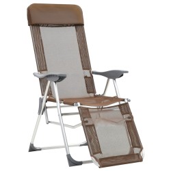 vidaXL Klappbare Liegestühle mit Fußteil 2 Stk. Braun Textilene