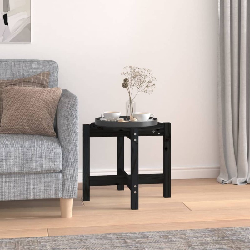 vidaXL Couchtisch Schwarz Ø 52,5x45 cm Massivholz Kiefer vidaXL Couchtisch Schwarz Ø 52,5x45 cm Massivholz Kiefer
