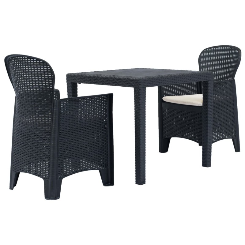 vidaXL 3-tlg. Bistro-Set Kunststoff Anthrazit Rattan-Optik vidaXL 3-tlg. Bistro-Set Kunststoff Anthrazit Rattan-Optik