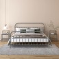 vidaXL Nachttische 2 Stk. Grau und Schwarz Metall und Glas vidaXL Nachttische 2 Stk. Grau und Schwarz Metall und Glas
