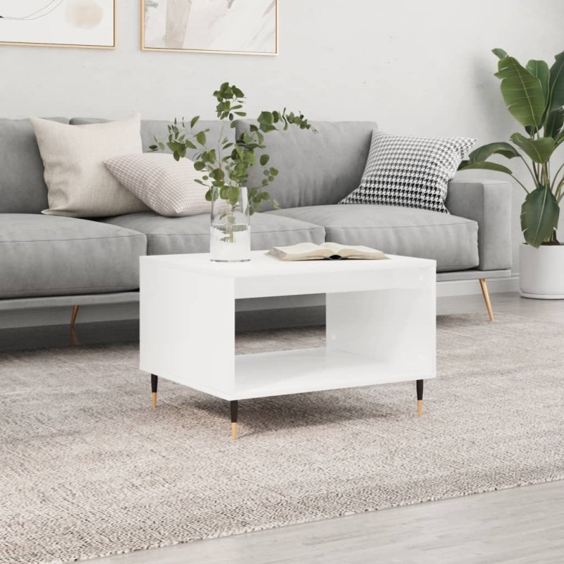 vidaXL Couchtisch Hochglanz-Weiß 60x50x40 cm Holzwerkstoff vidaXL Couchtisch Hochglanz-Weiß 60x50x40 cm Holzwerkstoff