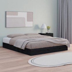 vidaXL Massivholzbett Schwarz 120x200 cm