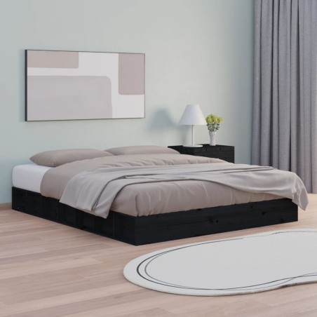 vidaXL Massivholzbett Schwarz 120x200 cm