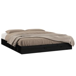 vidaXL Massivholzbett Schwarz 120x200 cm