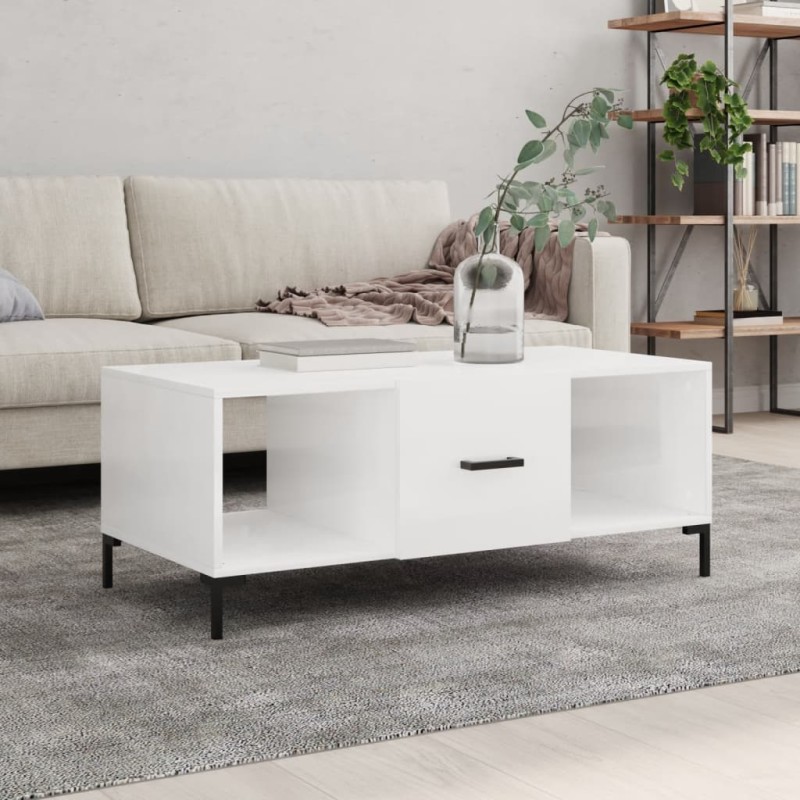 vidaXL Couchtisch Hochglanz-Weiß 102x50x40 cm Holzwerkstoff vidaXL Couchtisch Hochglanz-Weiß 102x50x40 cm Holzwerkstoff