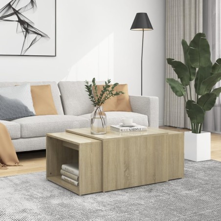vidaXL 3-tlg. Satztisch-Set Sonoma-Eiche 60x60x38 cm Spanplatte