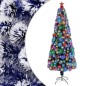 vidaXL Künstlicher Weihnachtsbaum mit LED Weiß & Blau 210 cm Glasfaser vidaXL Künstlicher Weihnachtsbaum mit LED Weiß & Blau 210 cm Glasfaser