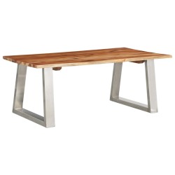 vidaXL Couchtisch 100×60×40 cm Akazie Massivholz und Edelstahl   