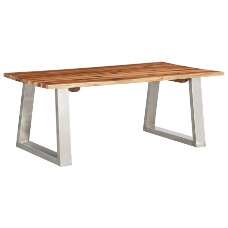 vidaXL Couchtisch 100×60×40 cm Akazie Massivholz und Edelstahl   