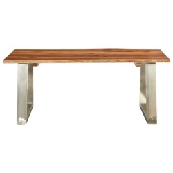 vidaXL Couchtisch 100×60×40 cm Akazie Massivholz und Edelstahl   